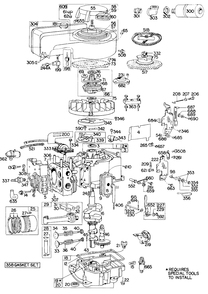 Cyl,muffler,piston,sump,rewind Diagram and Parts List for 144701-0110-XX  Briggs and Stratton Engine